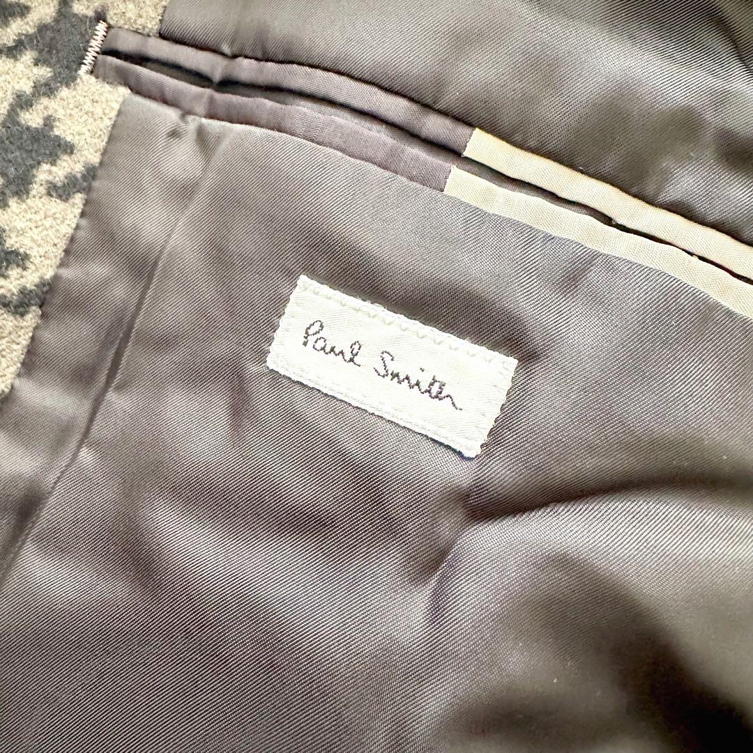 【美品】ポールスミス　チェスターコート　ダブル　シルク混　千鳥格子　Lサイズ