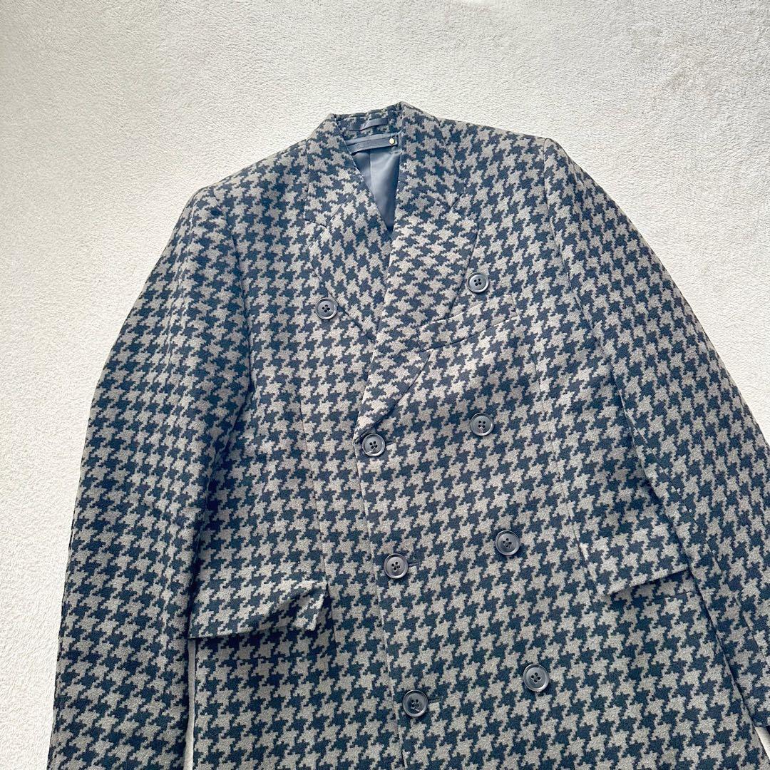 【美品】ポールスミス　チェスターコート　ダブル　シルク混　千鳥格子　Lサイズ