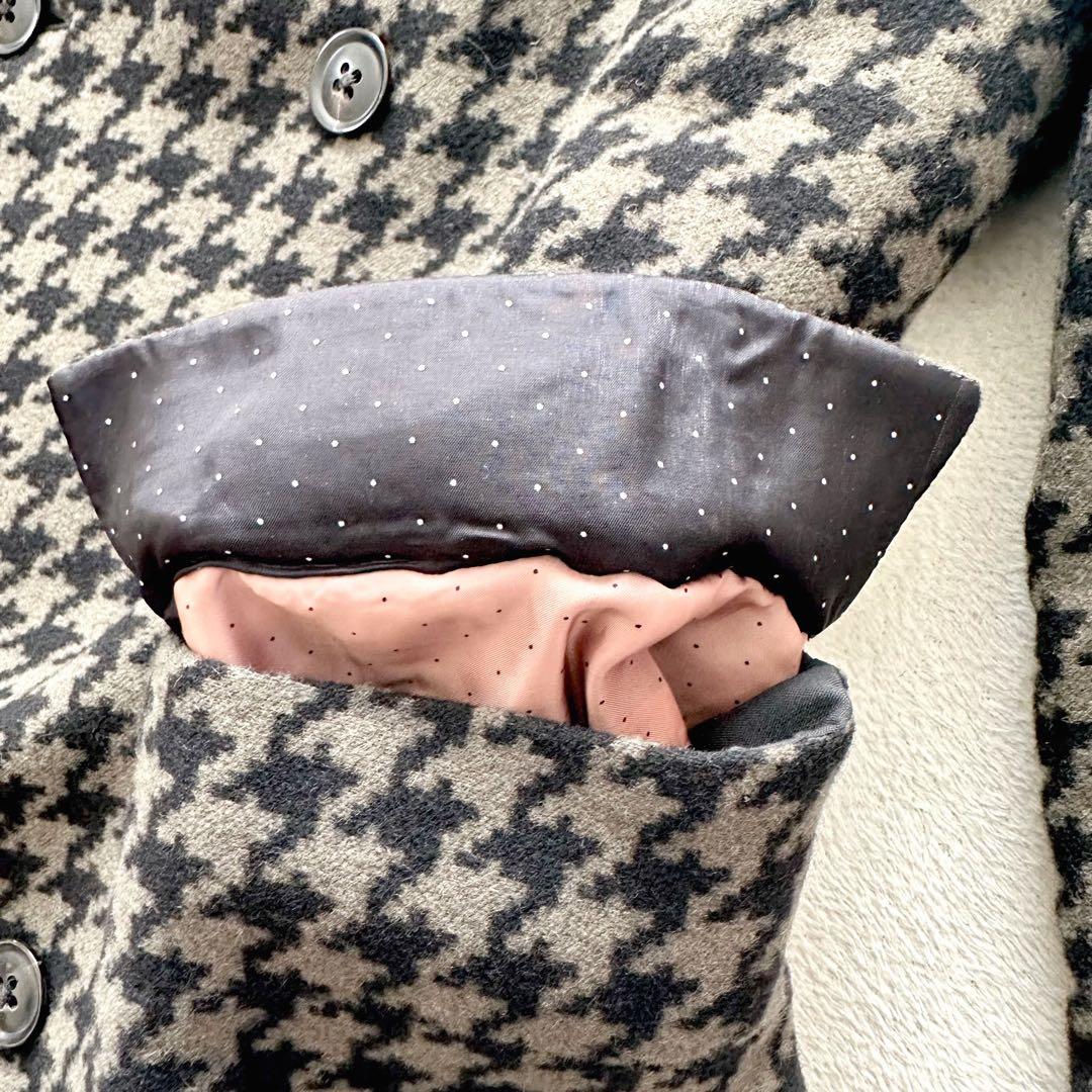 【美品】ポールスミス　チェスターコート　ダブル　シルク混　千鳥格子　Lサイズ