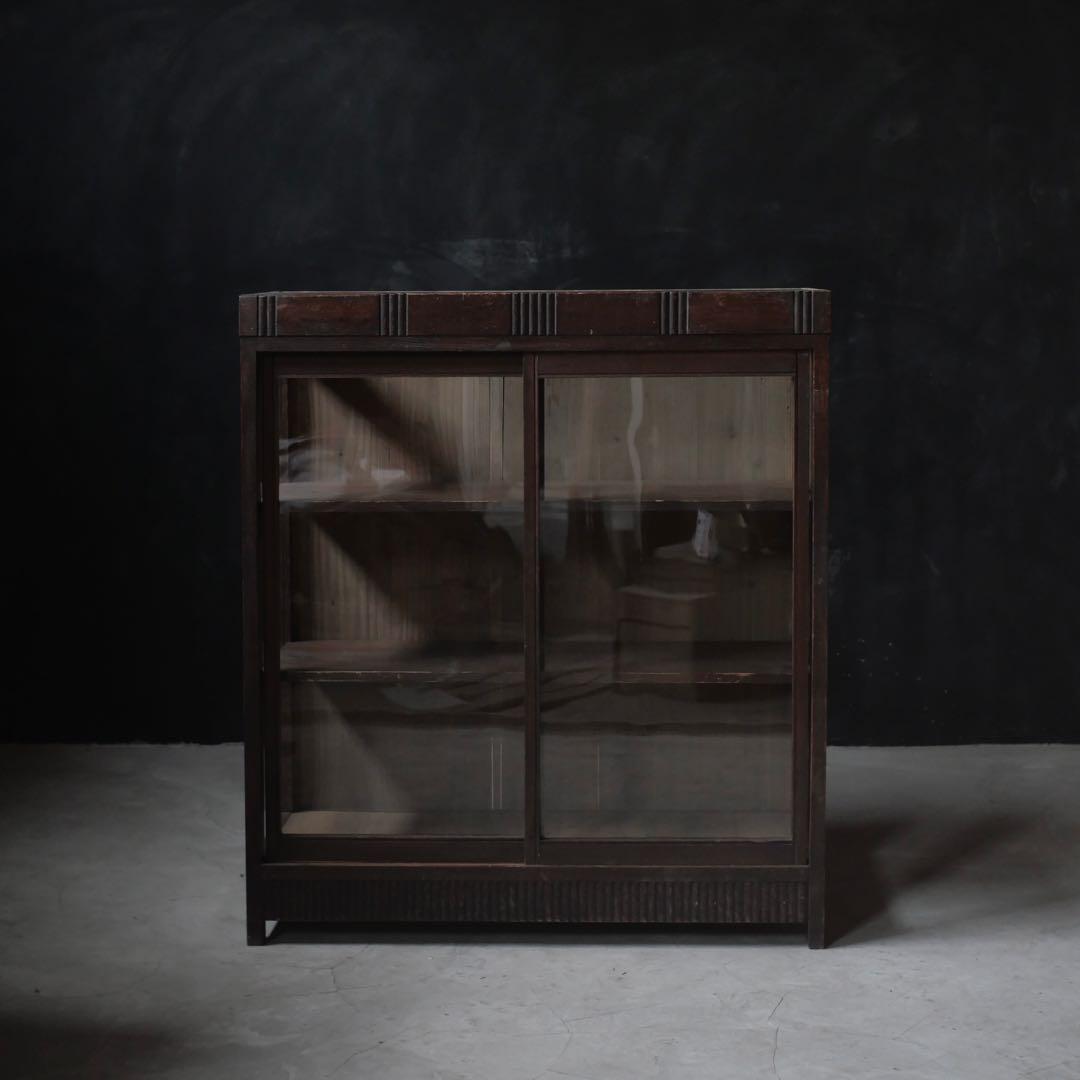 ショーケース　ゆらゆらガラス　古家具　古道具　アンティーク　レトロ