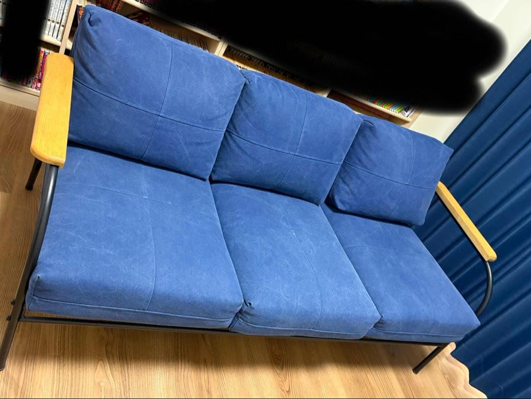 デニム風生地 3人掛けソファ