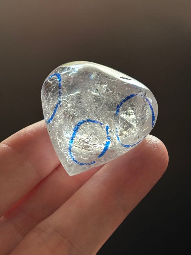 水入り水晶　流砂入り水晶　エレスチャル　43g エンハイドロ　ハート型