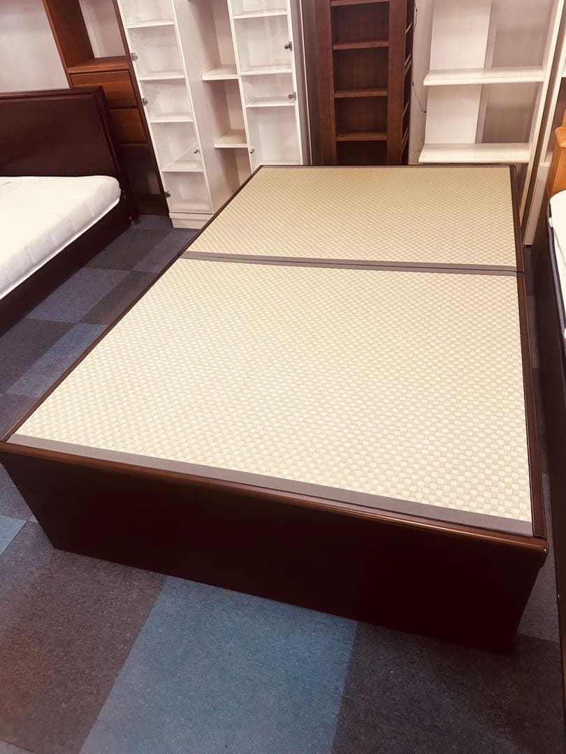 収納付きセミダブルベッド ダークブラウン