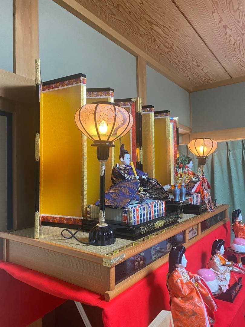 再値下げ！雛人形／特選／七段／15人飾り／屏風台付き/美品