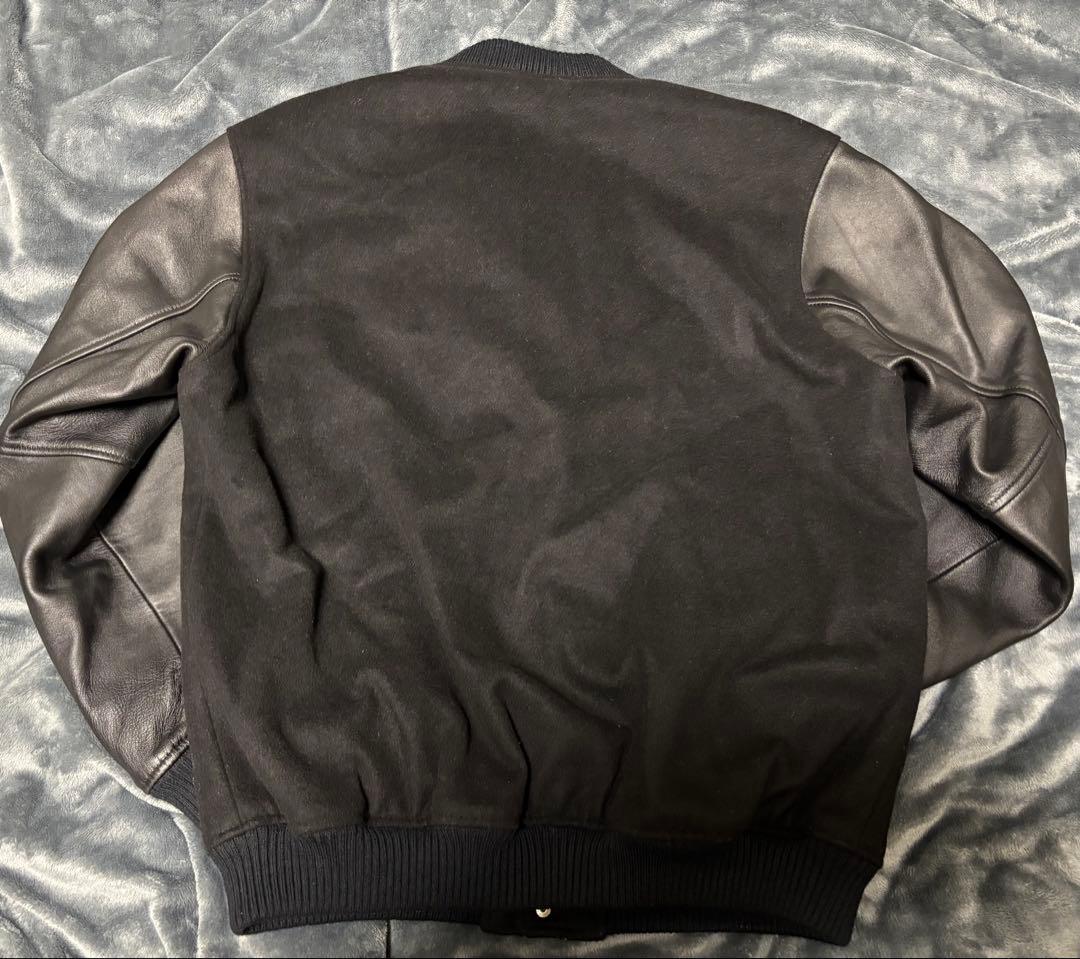 値下げブラック ウール レザー スタジャン