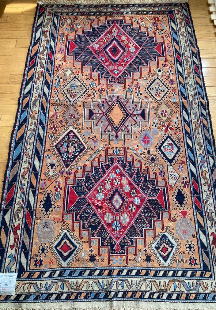 【在庫一掃セール】アゼルバイジャン オールドキリム ウール 193㎝×114㎝