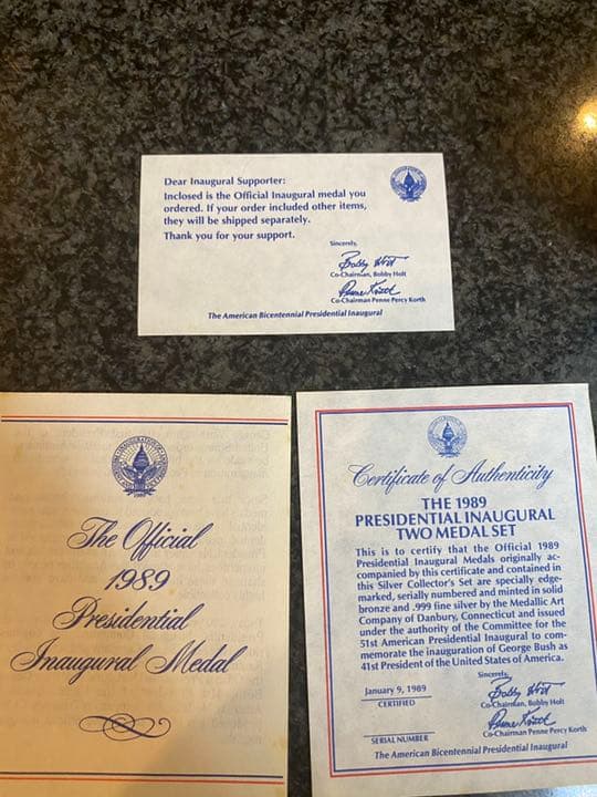 1989年　PRESIDENTIAL INAUGURAL 2枚メダルセット