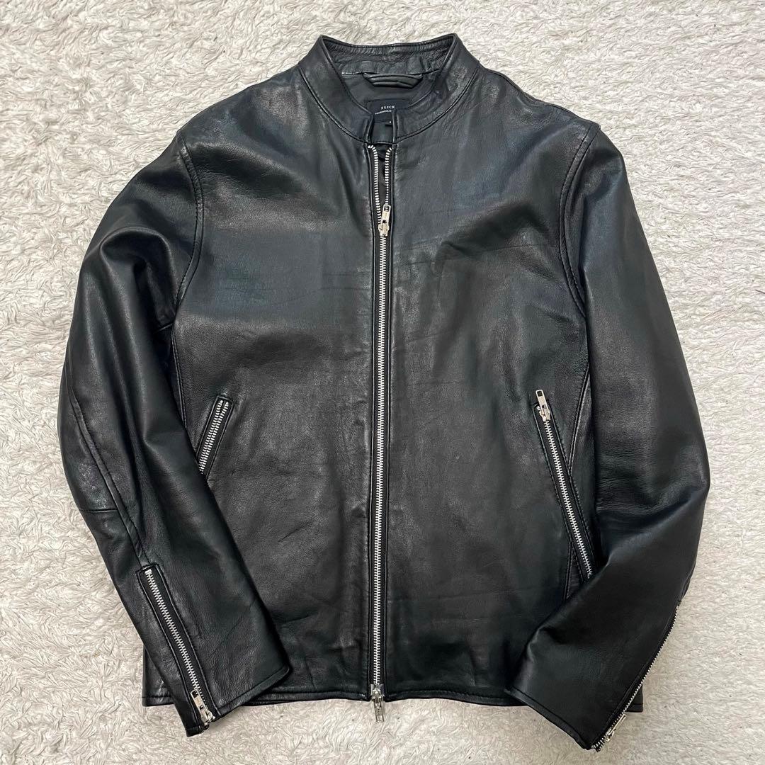 美品 slick ラムレザー ￼ライダースジャケット Sサイズ 黒