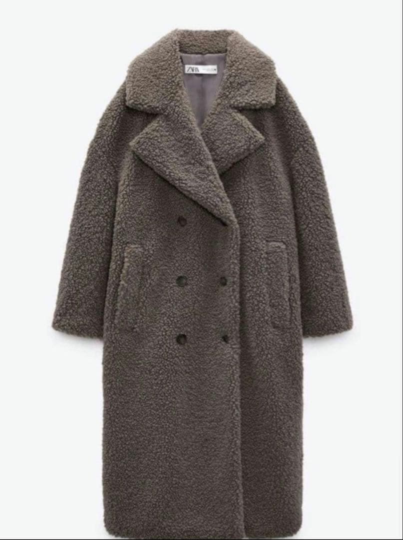 完売品　ZARA ダブルブレスト　フェイクボアコート　テディベア