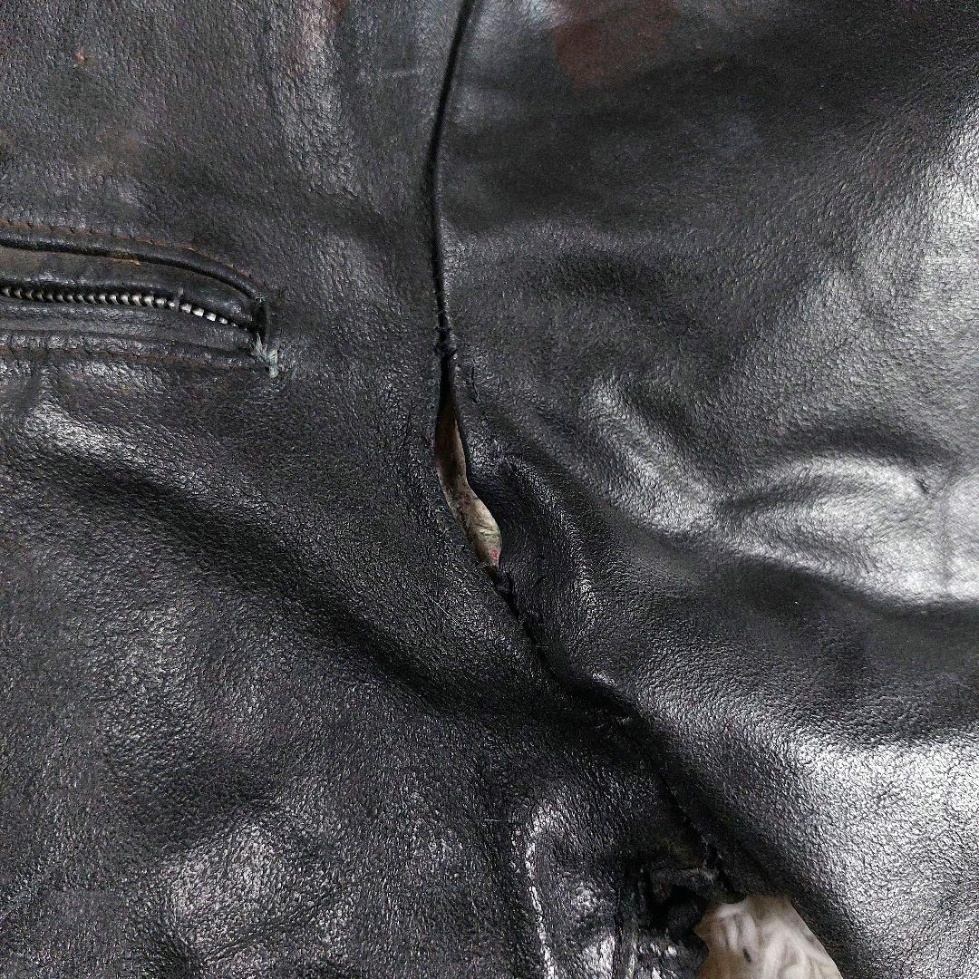 70s 希少 Excelled USA製 ダブルレザーライダースジャケット 46