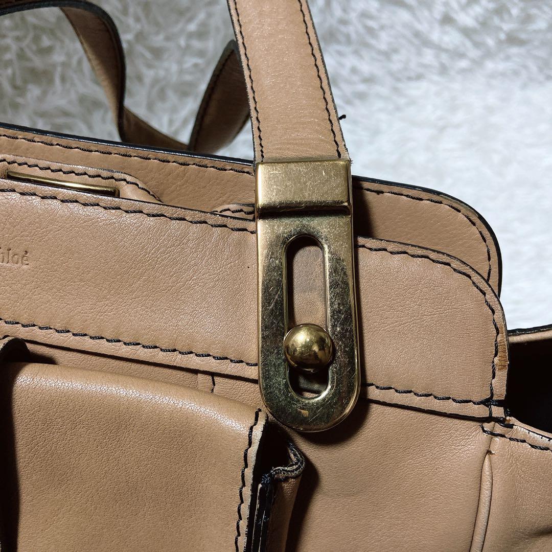 希少⭐️クロエ　ハンドバッグ　A4サイズ 自立型　肩掛け　レザー　ロゴ型押