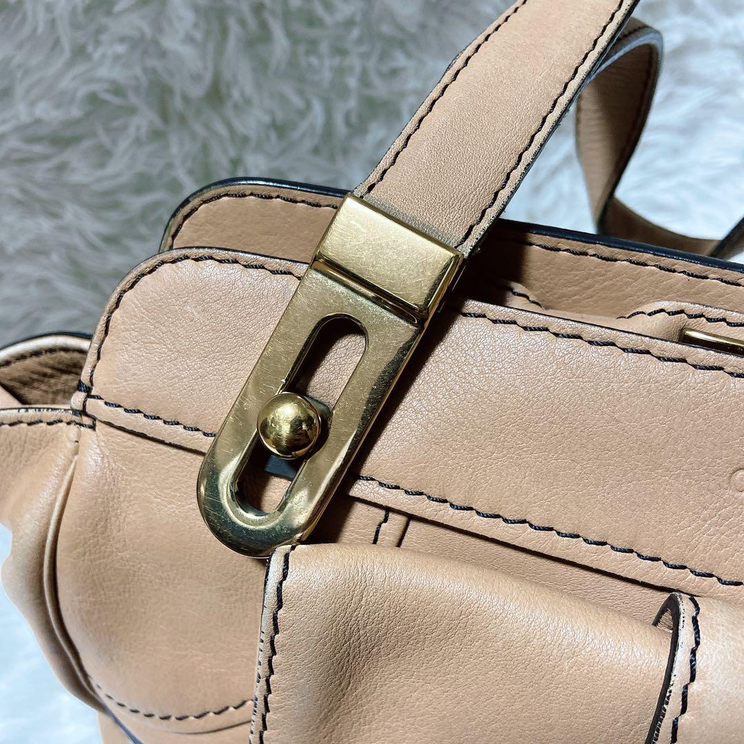 希少⭐️クロエ　ハンドバッグ　A4サイズ 自立型　肩掛け　レザー　ロゴ型押