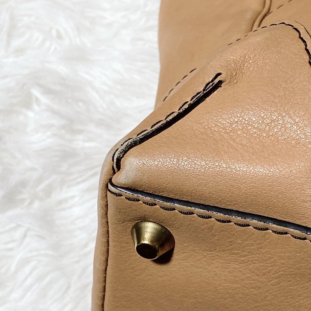 希少⭐️クロエ　ハンドバッグ　A4サイズ 自立型　肩掛け　レザー　ロゴ型押