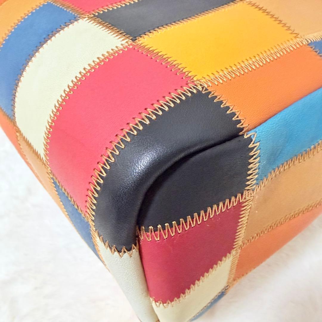 美品✨トライオン トートバッグ パッチワーク レザー A4 マルチカラー 現行品