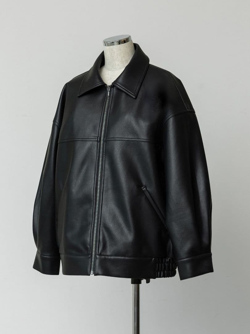 crewre クルーレ フェイクレザージップブルゾン ブラック　サイズ2