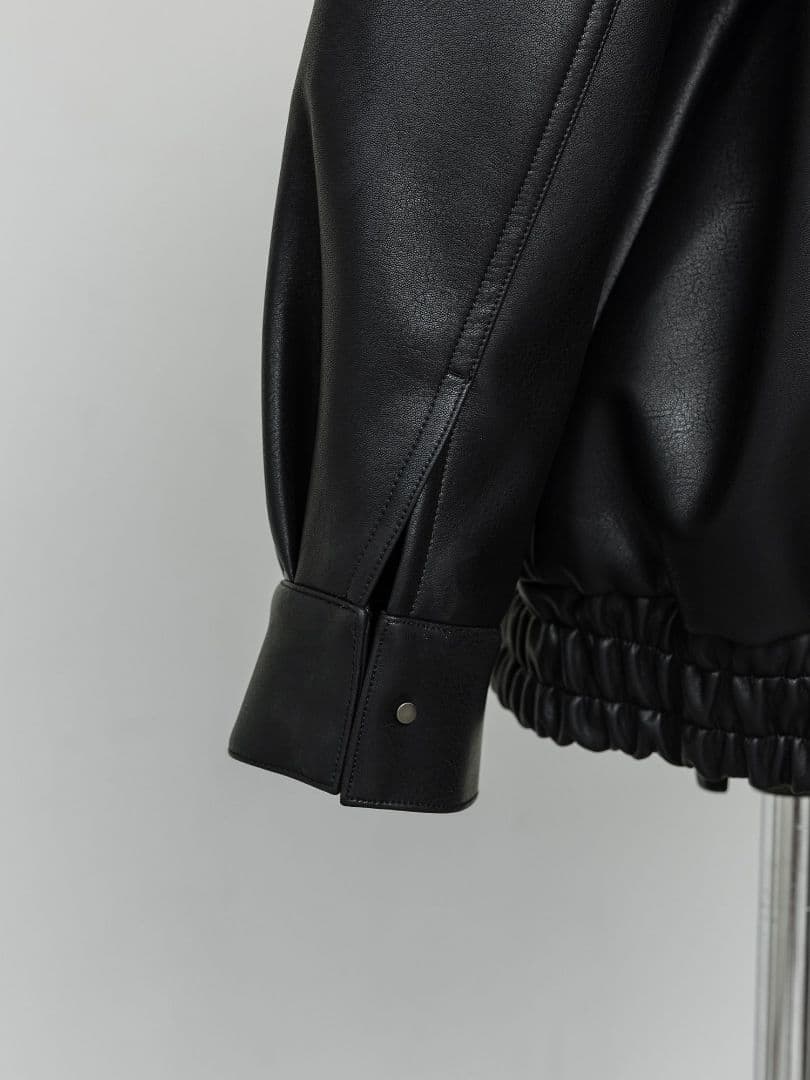 crewre クルーレ フェイクレザージップブルゾン ブラック　サイズ2