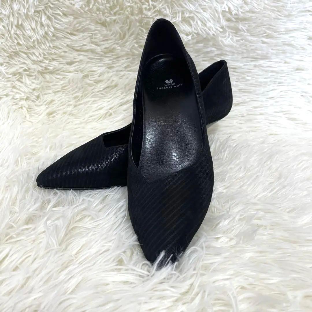 未使用品❣️wacoal ワコール サクセスウォーク ブラック ストライプパンプス