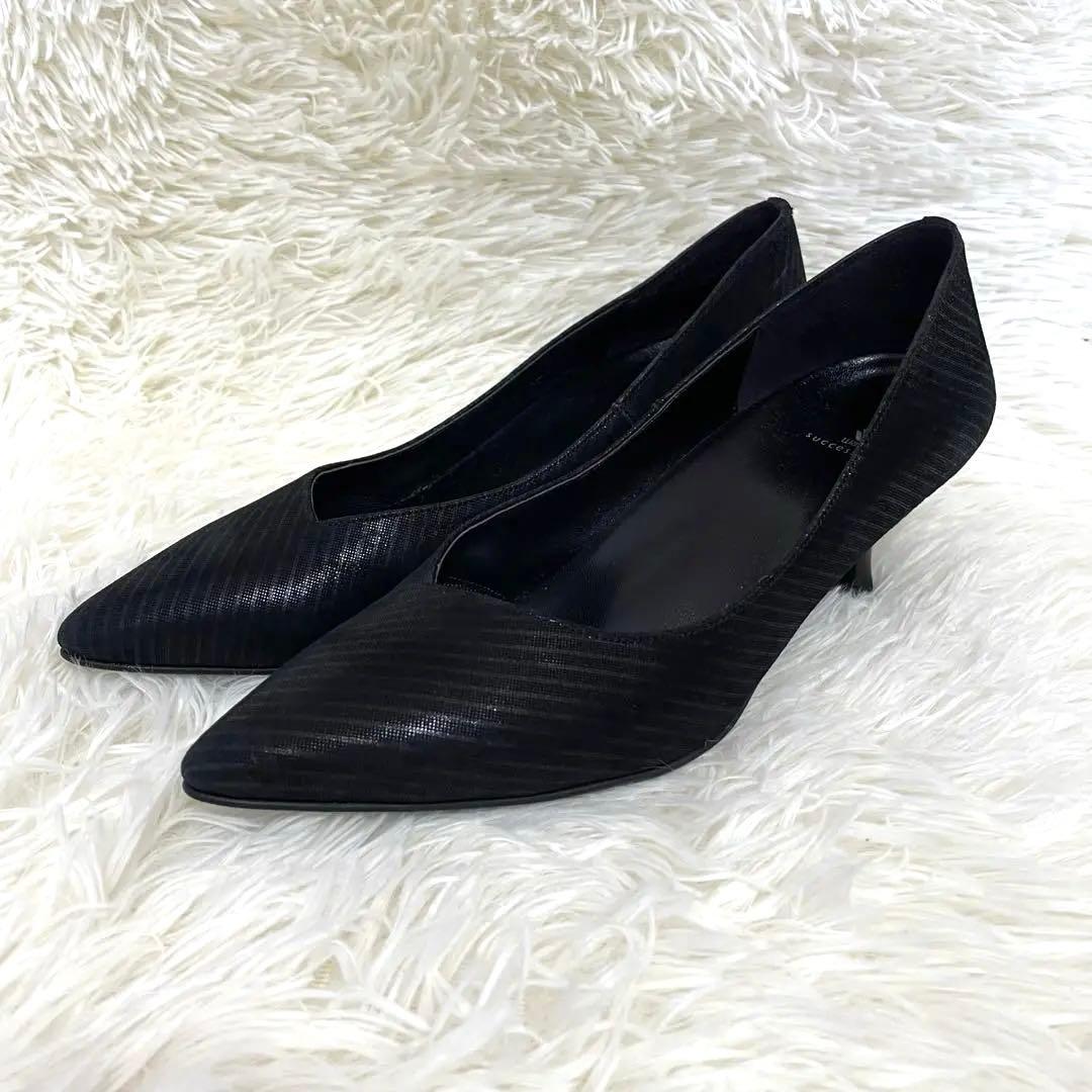 未使用品❣️wacoal ワコール サクセスウォーク ブラック ストライプパンプス