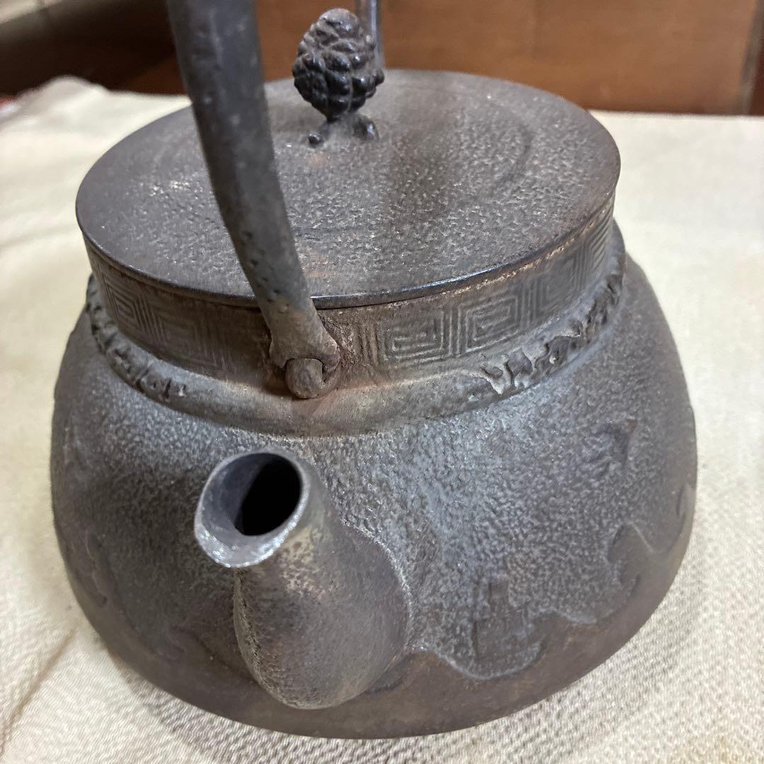 茶道具　アンティーク／南部鉄器　鳳文堂造　南蛮船と波千鳥(^^)