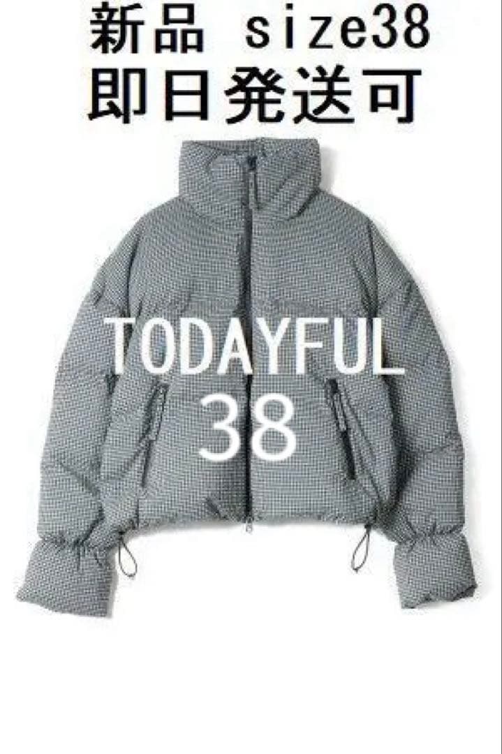 セール！即日発送可★トゥデイフル チェック柄 ショート ダウンジャケット 38