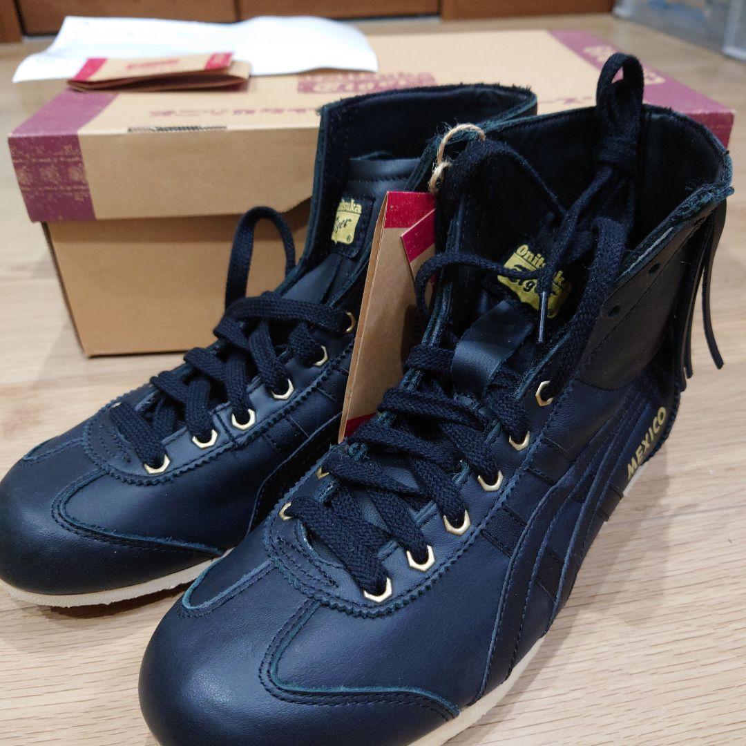 オニツカOnitsuka Tiger MEXICOフリンジ付黒24.5箱有未使用
