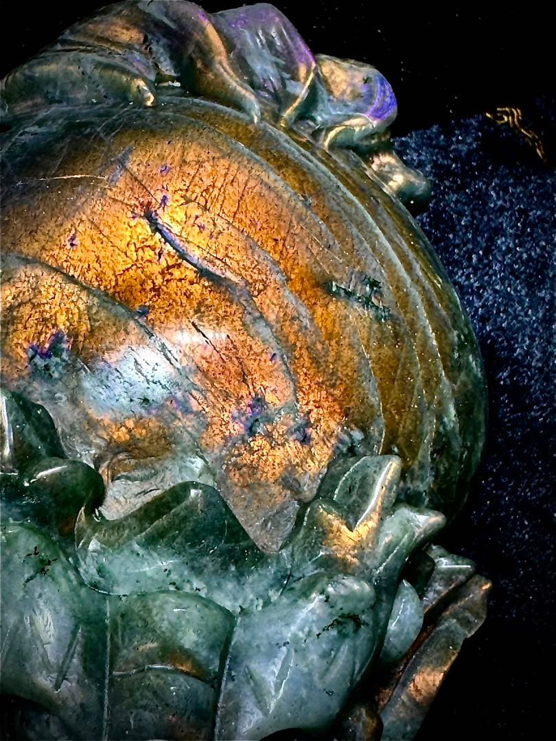 超巨大 ラブラドライト オレンジシラー&ピンクシラー龍亀