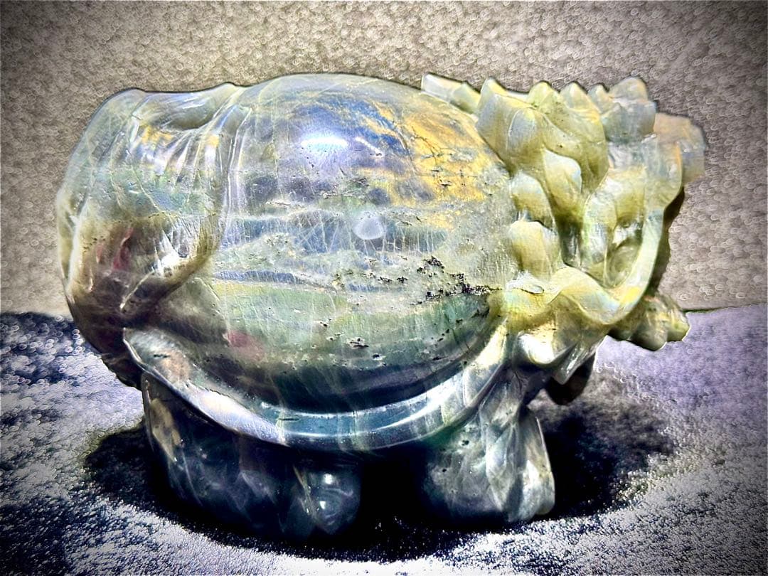 超巨大 ラブラドライト オレンジシラー&ピンクシラー龍亀