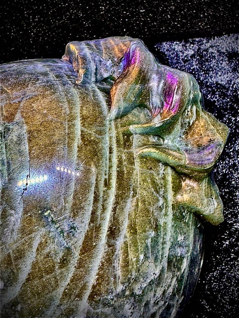 超巨大 ラブラドライト オレンジシラー&ピンクシラー龍亀