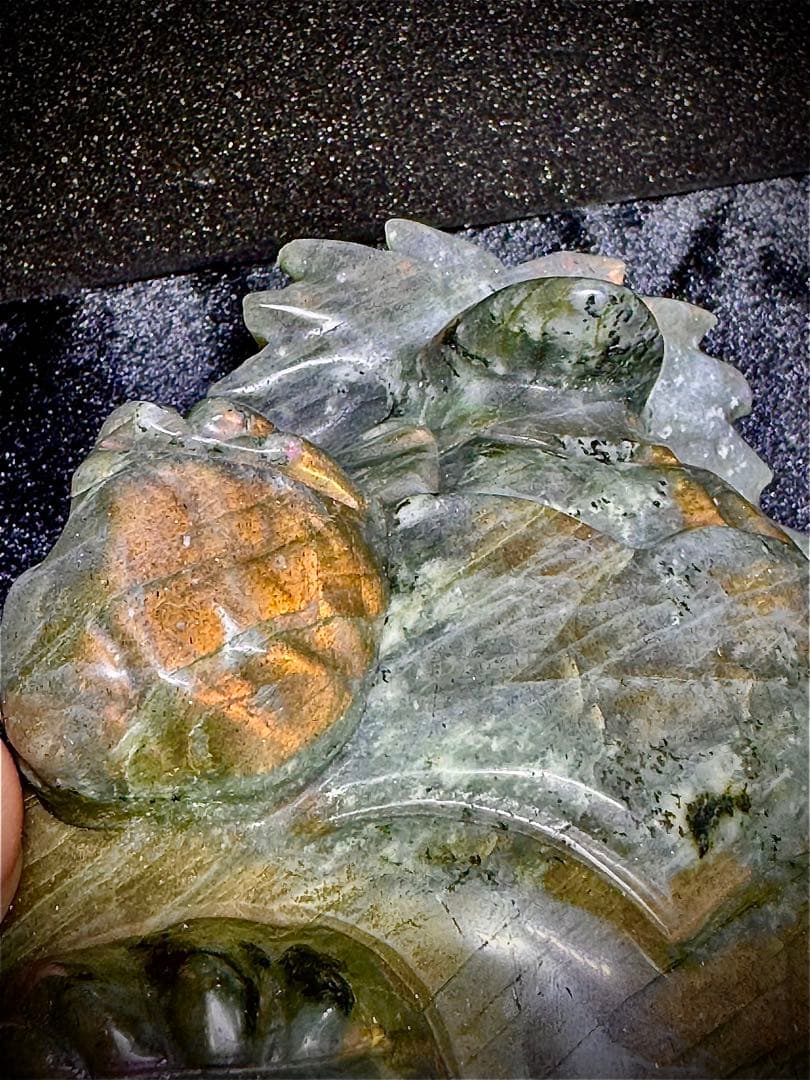 超巨大 ラブラドライト オレンジシラー&ピンクシラー龍亀
