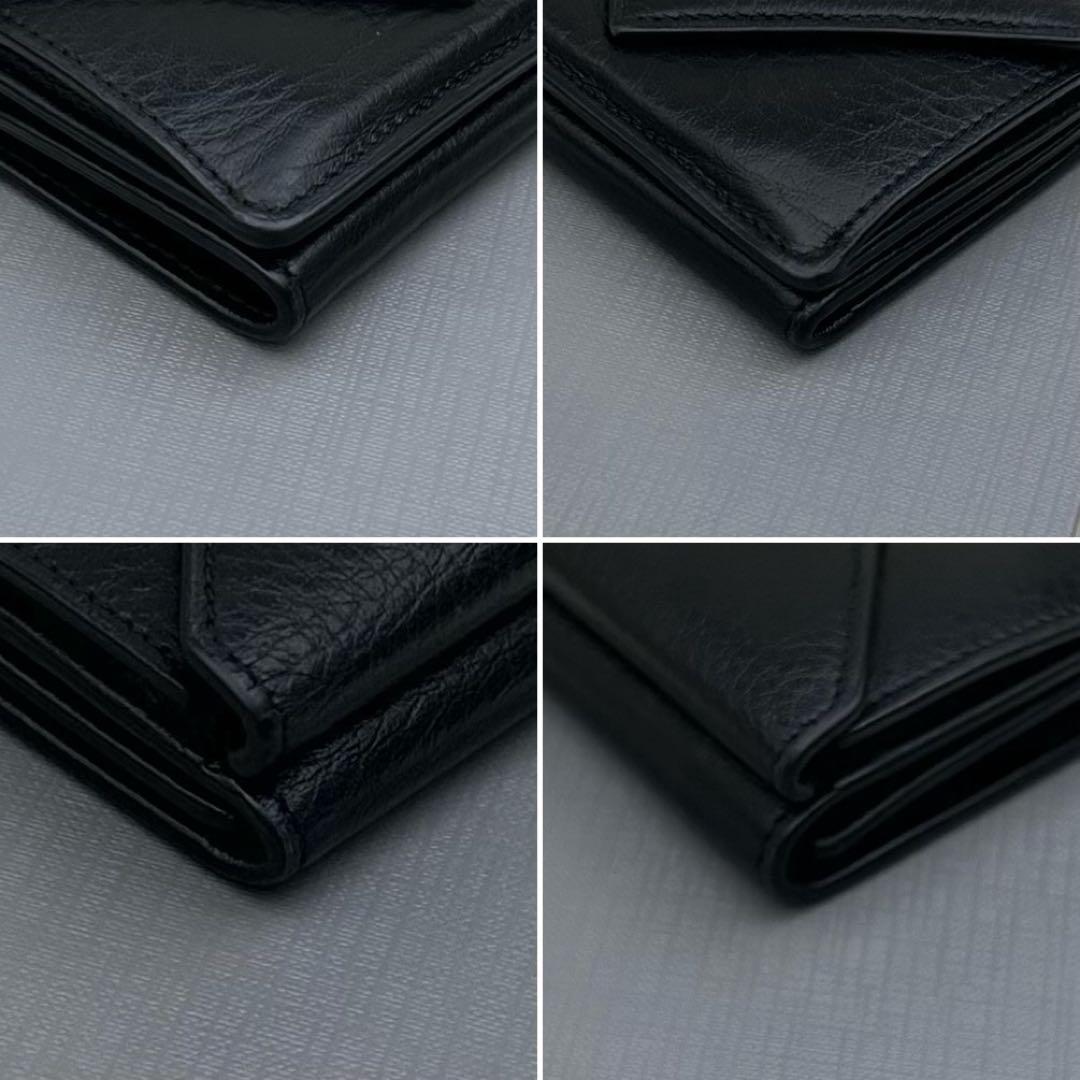 【極美品】BALENCIAGA ペーパーミニウォレット 三つ折り財布 ブラック