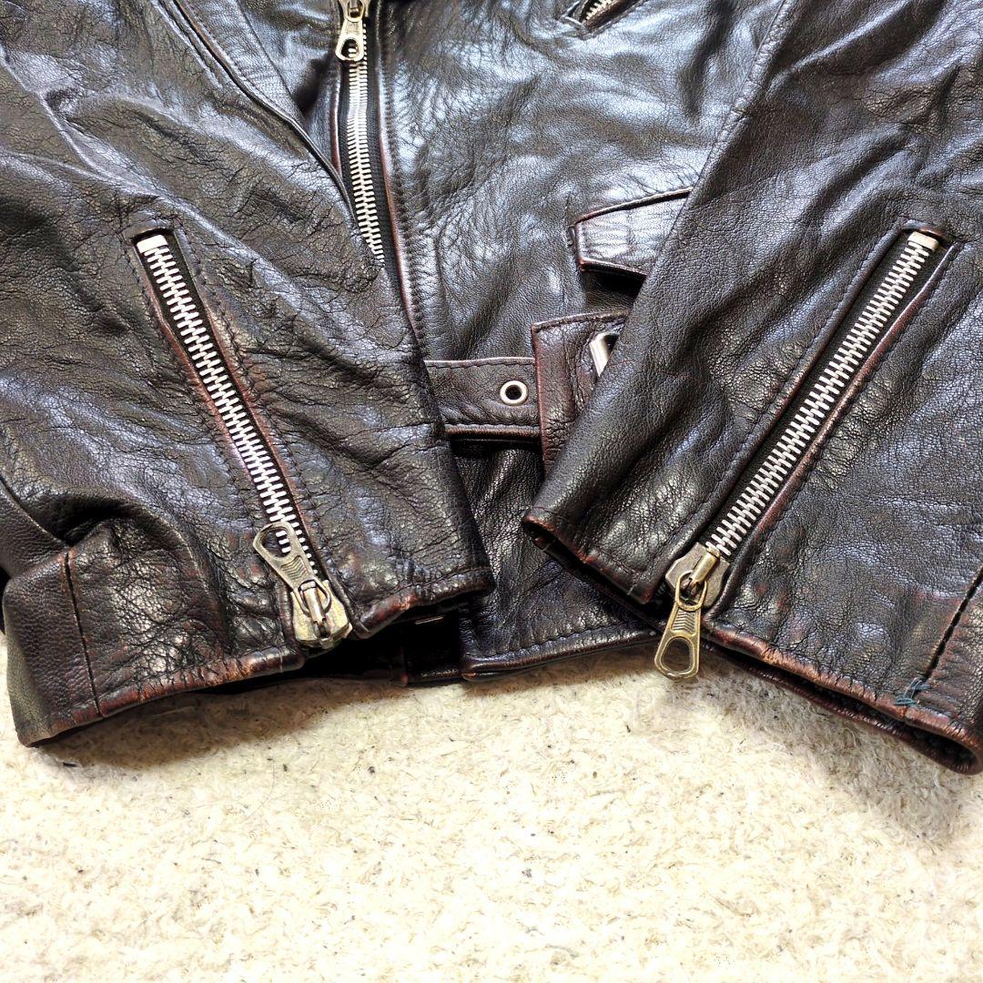 値下げ中1-47 イタリア製　VERA PELLE　ダブルライダース　本革　レ