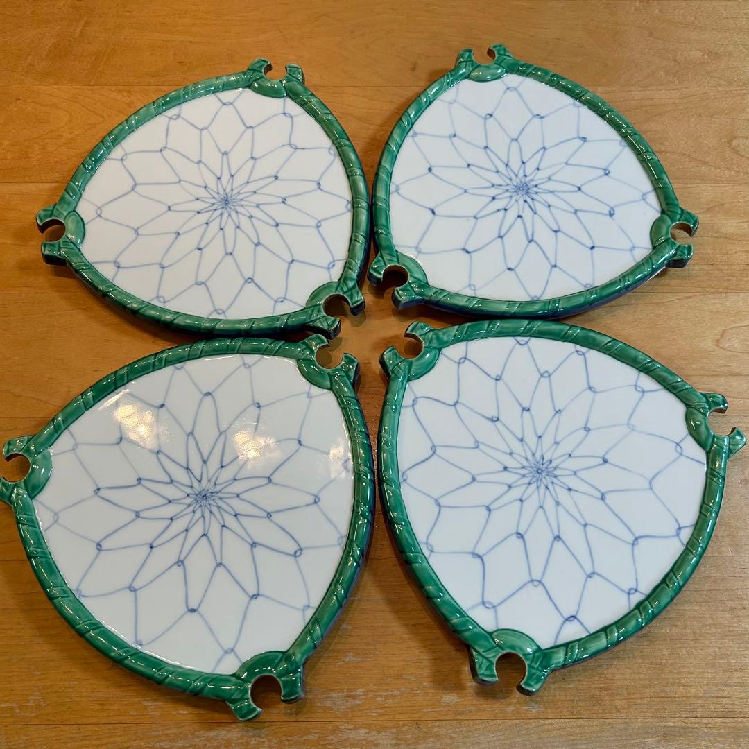 【未使用】有田焼 錦右衛門窯 変わり皿　中皿　平皿　4枚セット