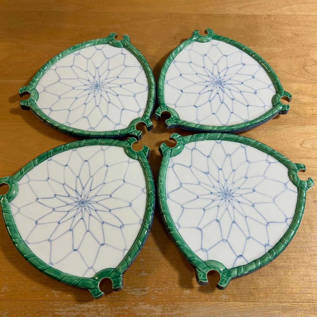 【未使用】有田焼 錦右衛門窯 変わり皿　中皿　平皿　4枚セット