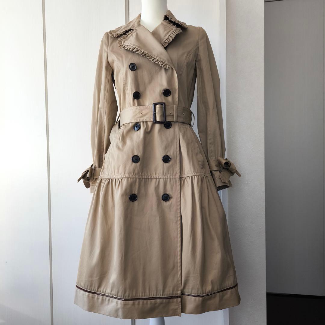 極美品　ピンクハウス　フリルトレンチコート　ロングコート　アウター