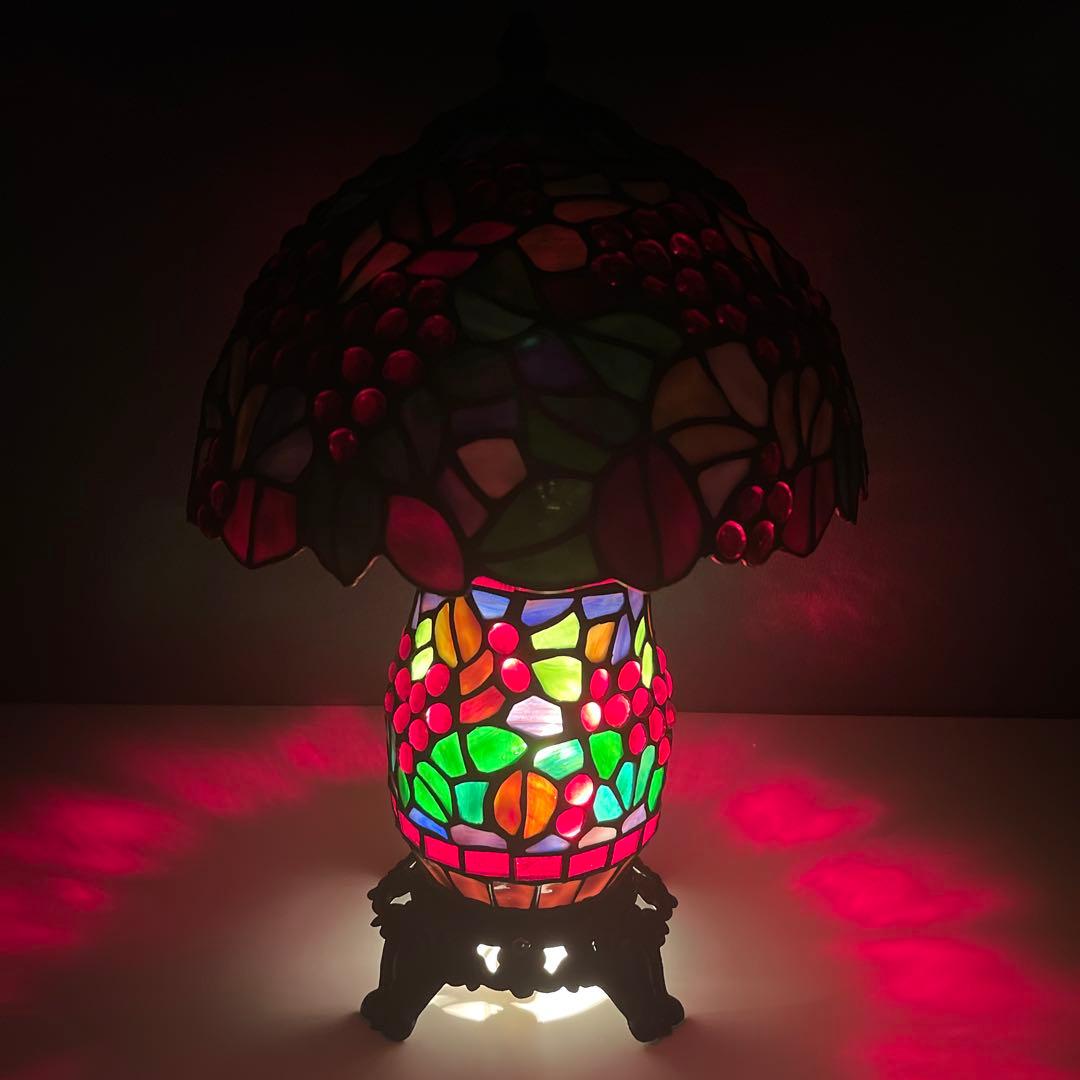 『美品』　アンティーク　ステンドグラス　ランプ　葡萄