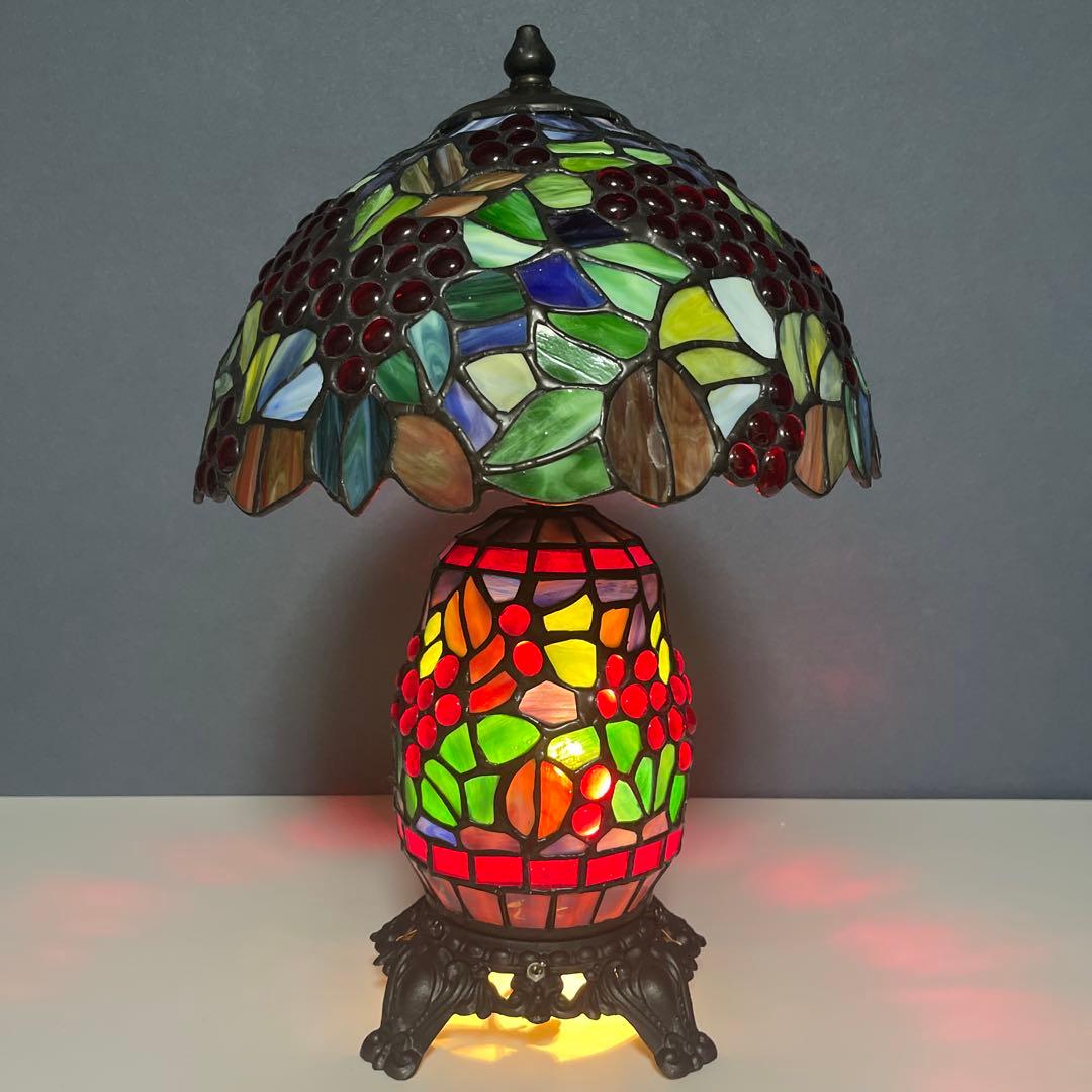 『美品』　アンティーク　ステンドグラス　ランプ　葡萄