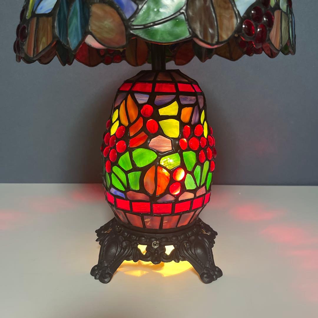 『美品』　アンティーク　ステンドグラス　ランプ　葡萄