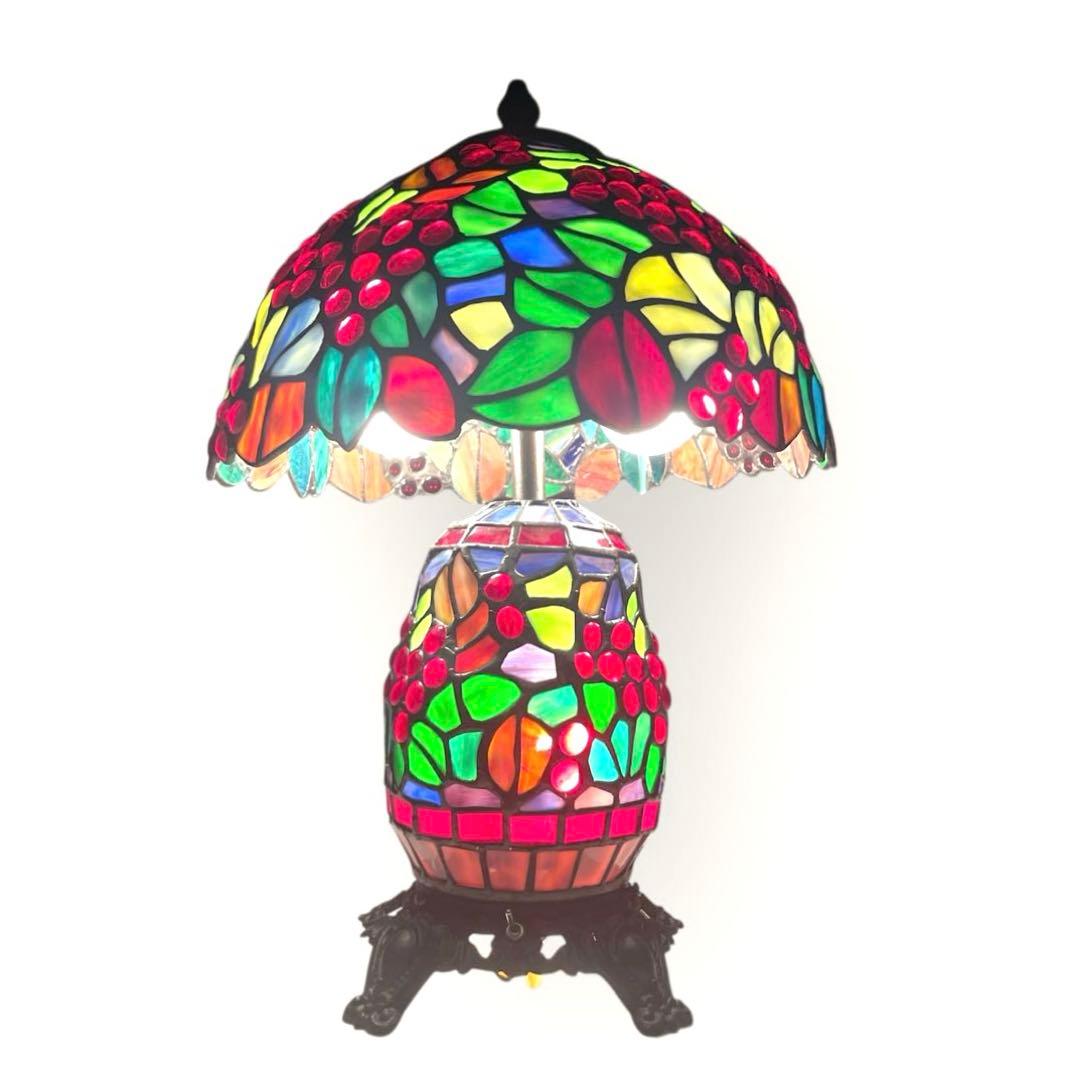 『美品』　アンティーク　ステンドグラス　ランプ　葡萄