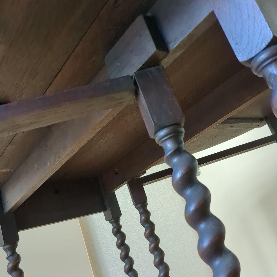 木製 ダークブラウン ねじり脚　ゲートレッグテーブル　バタフライテーブル