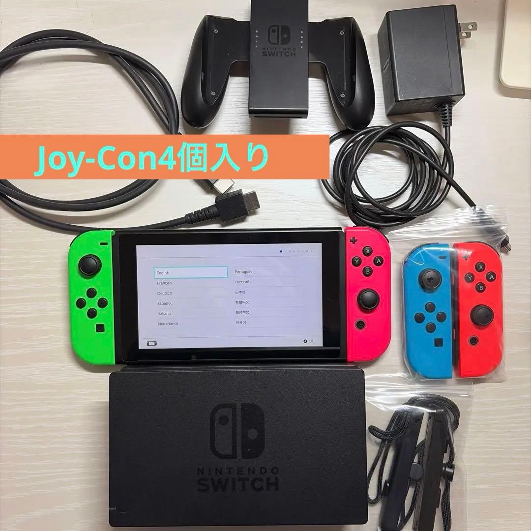 Nintendo Switch 本体 グリーン/ピンク Joy-Con4つ付き