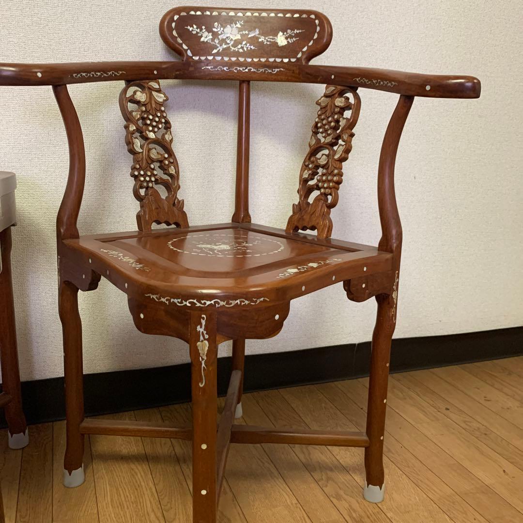 木製螺鈿細工椅子