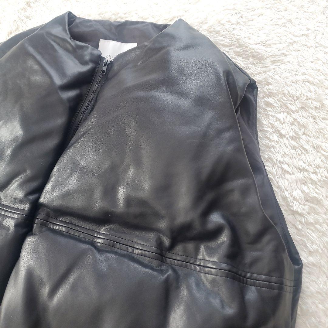 chuclla PUレザー サークルダウンベスト M ブラック