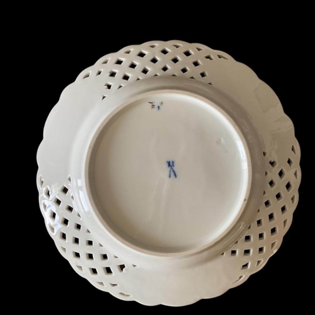 マイセン（maissen)ピンクローズ　レース飾り皿18cm