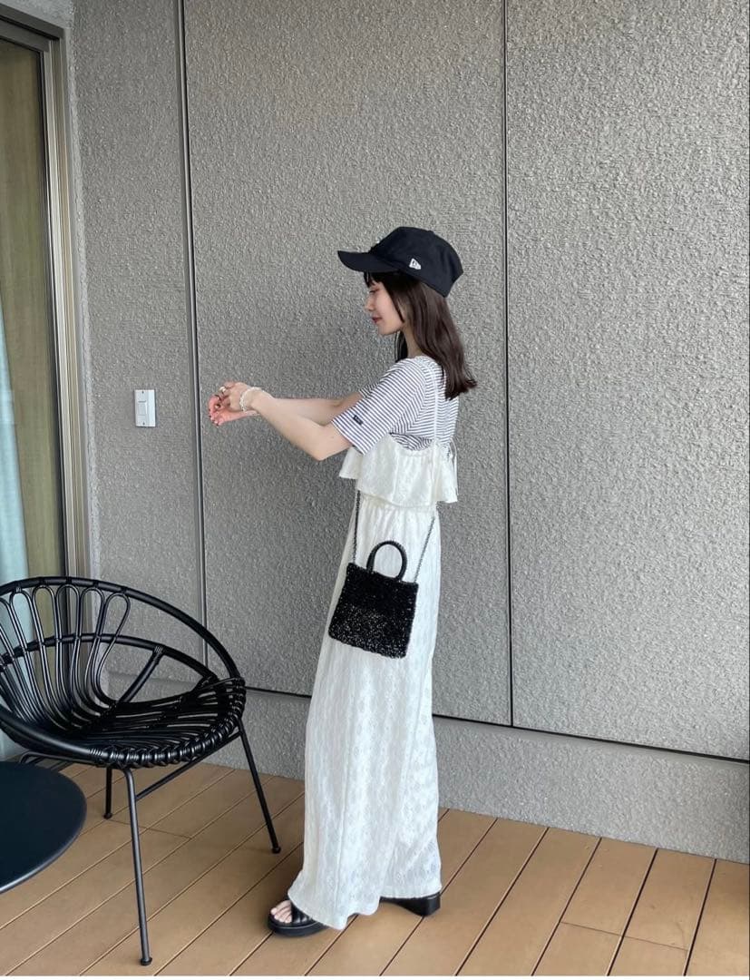 hinari 総レースキャミロンパース アイボリー