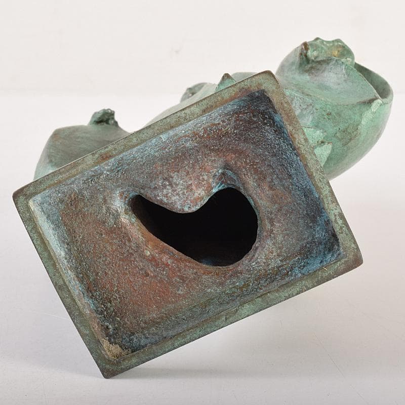 山本雲涛作　鋳銅　三井寺舞　原型　紺谷英儀　置物　共箱　M　R7831