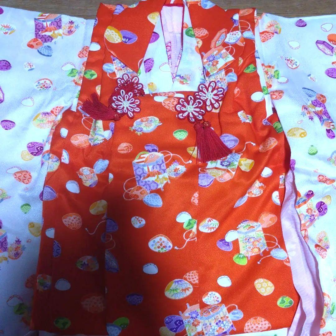 レトロ可愛い★三歳★貝道具柄★被布＆着物