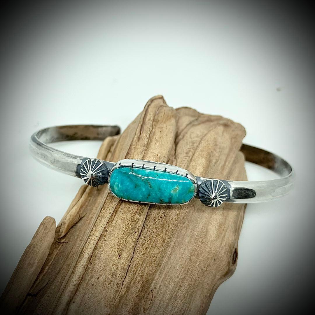 ブロークンアロー　ターコイズ　シルバー　バングル　#インディアンジュエリー