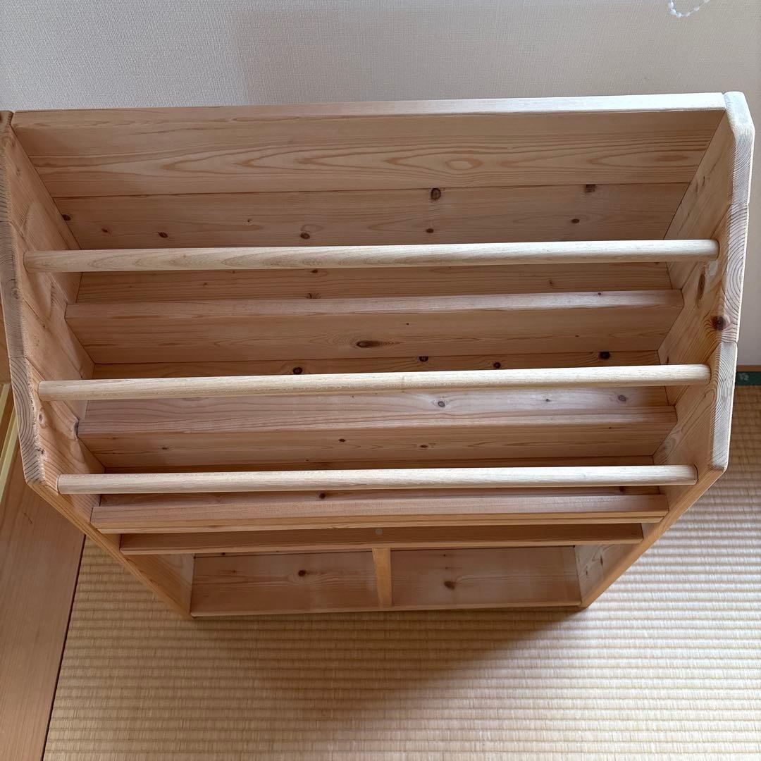 絵本ラック 薄型 壁面 無塗装 ハンドメイド MAPLEポッポ