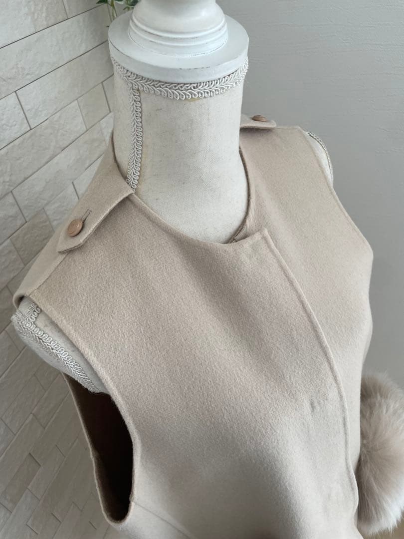 DRAWER ドゥロワー ⭐️ウールリバーシブルファーケープ コート2022AW