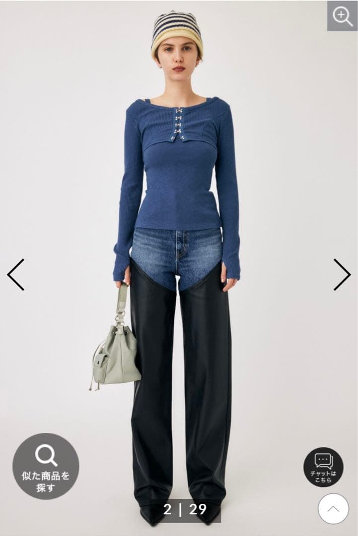 moussy F/LEATHER COMBI STRAIGHT レザーデニム